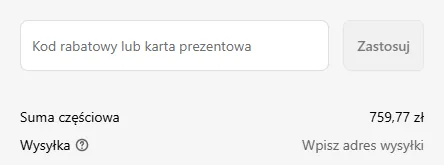 Pole kodu rabatowego i podsumowanie kosztów w ALLPOWERS Polska