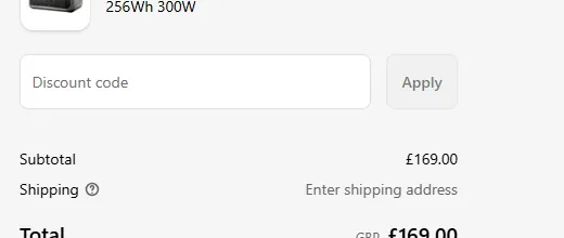 Discount code field in the ALLPOWERS UK checkout summary