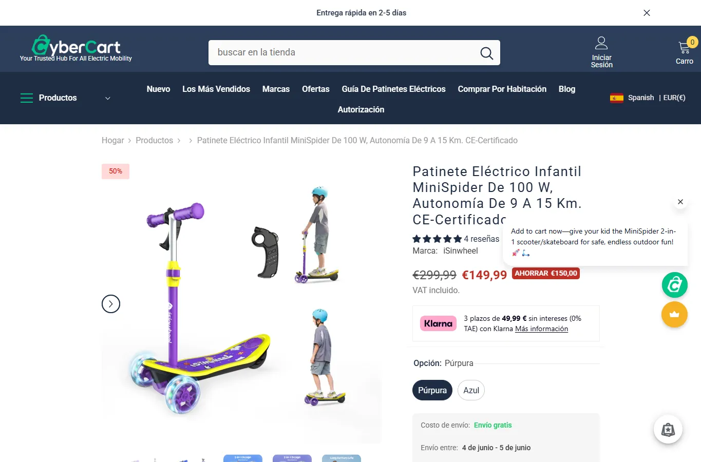 Karta produktu CyberCart z cena promocyjna i informacja o dostawie