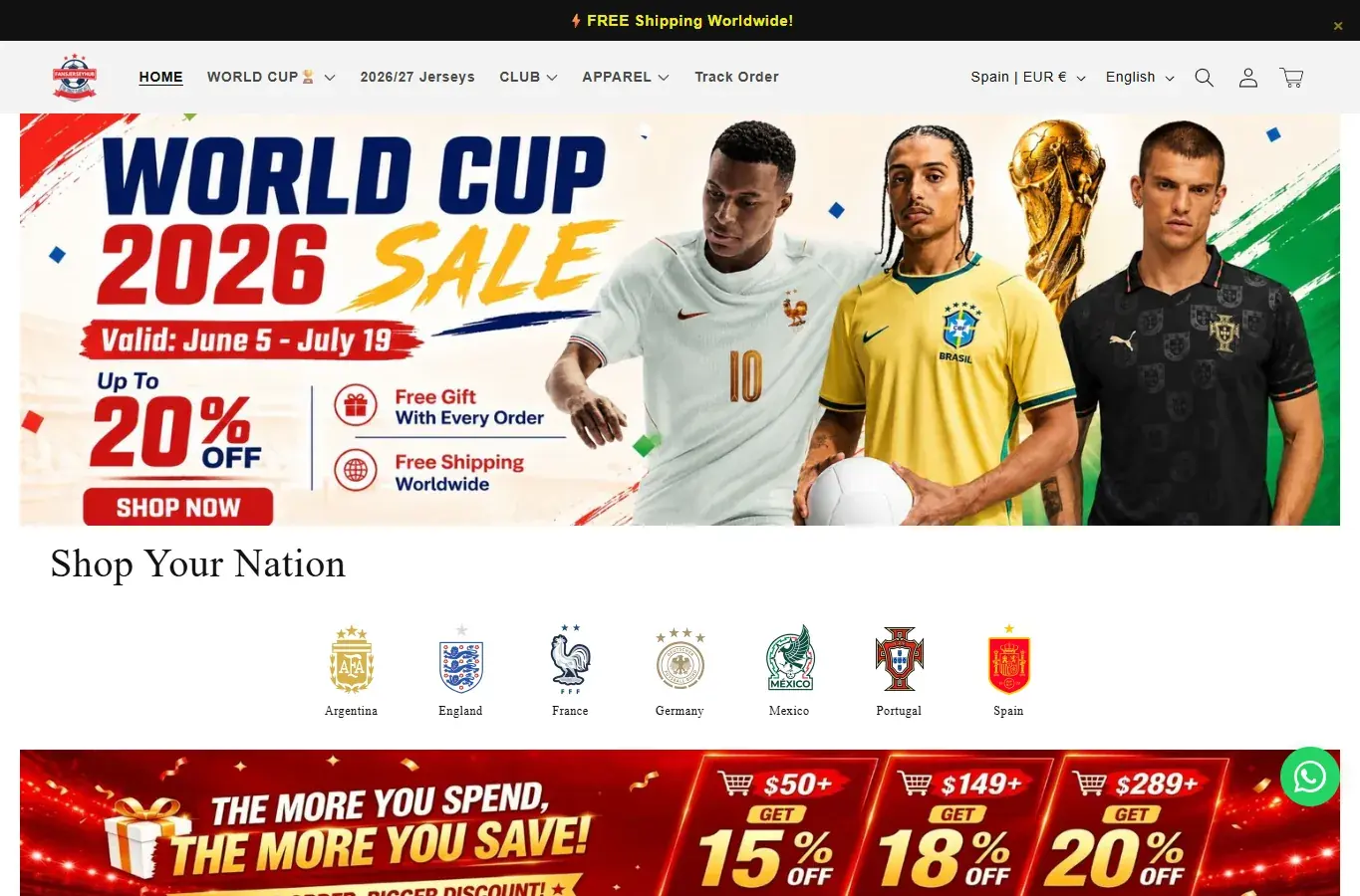 FansJerseyHub officiele winkel met voetbalshirts