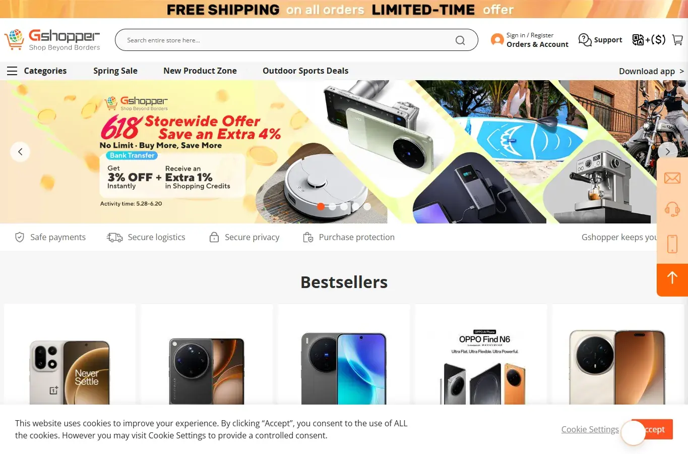 Officiele Gshopper storefront