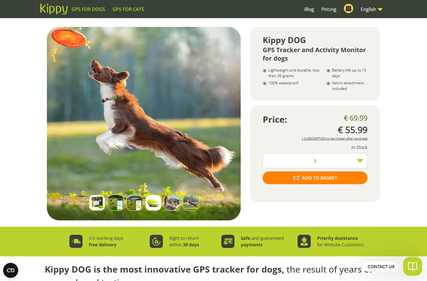 Produktside hos Kippy med Kippy DOG, pris, abonnement og kjopsfordeler
