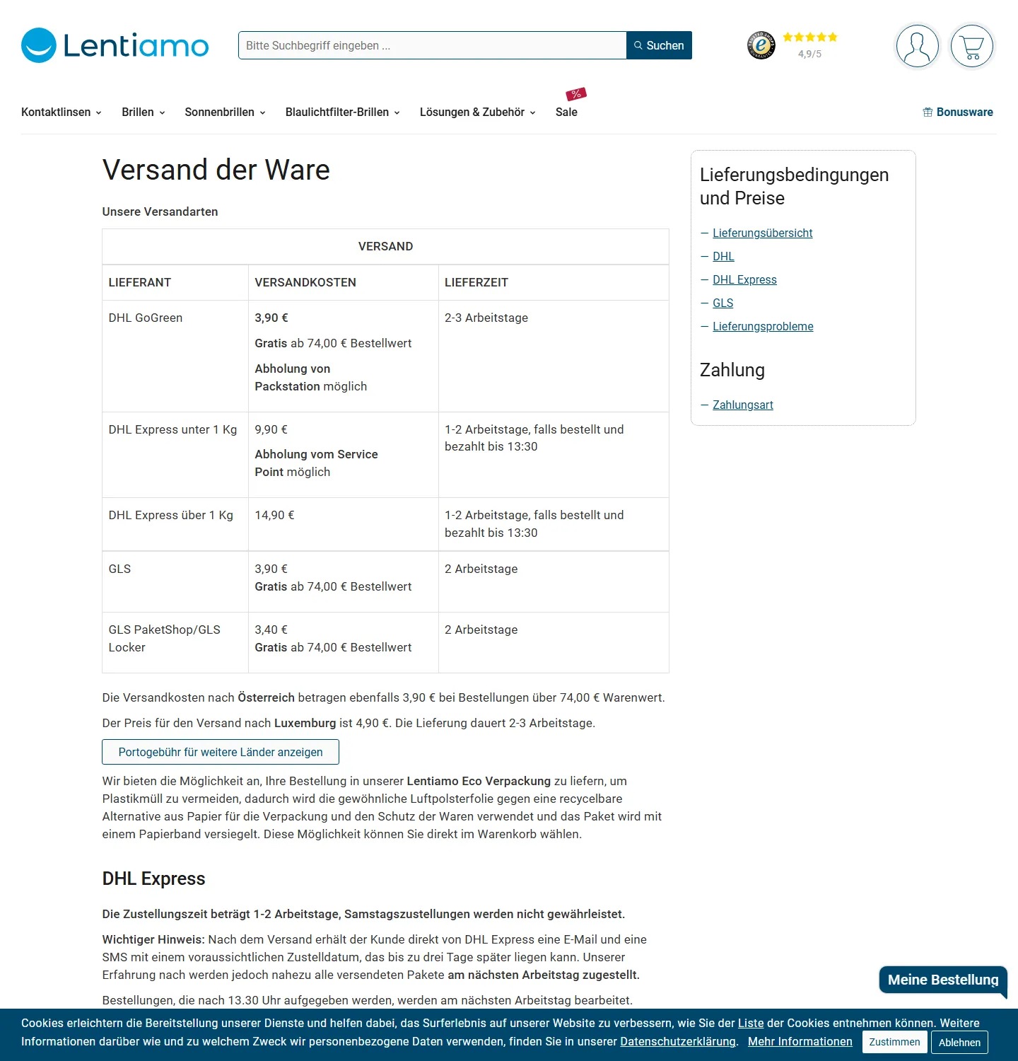 Lentiamo Deutschland mit Versandkosten und Gratisversand ab 74 Euro