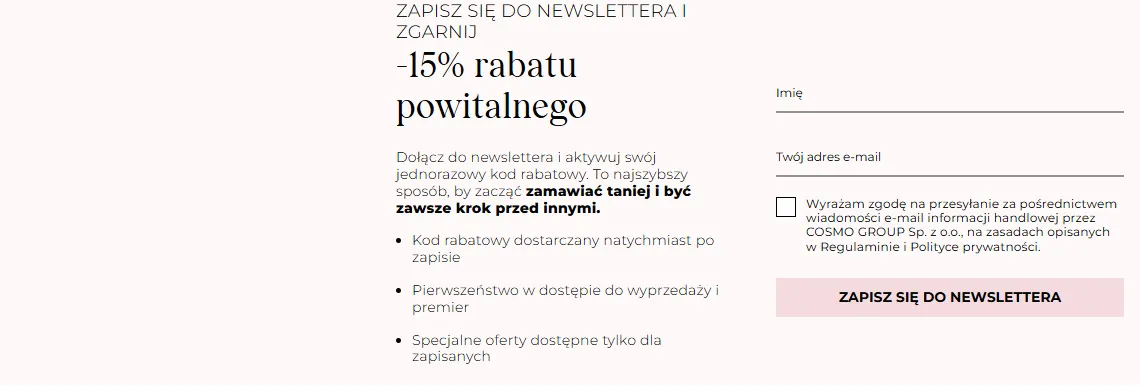 Blok newslettera NEONAIL z rabatem powitalnym 15 procent