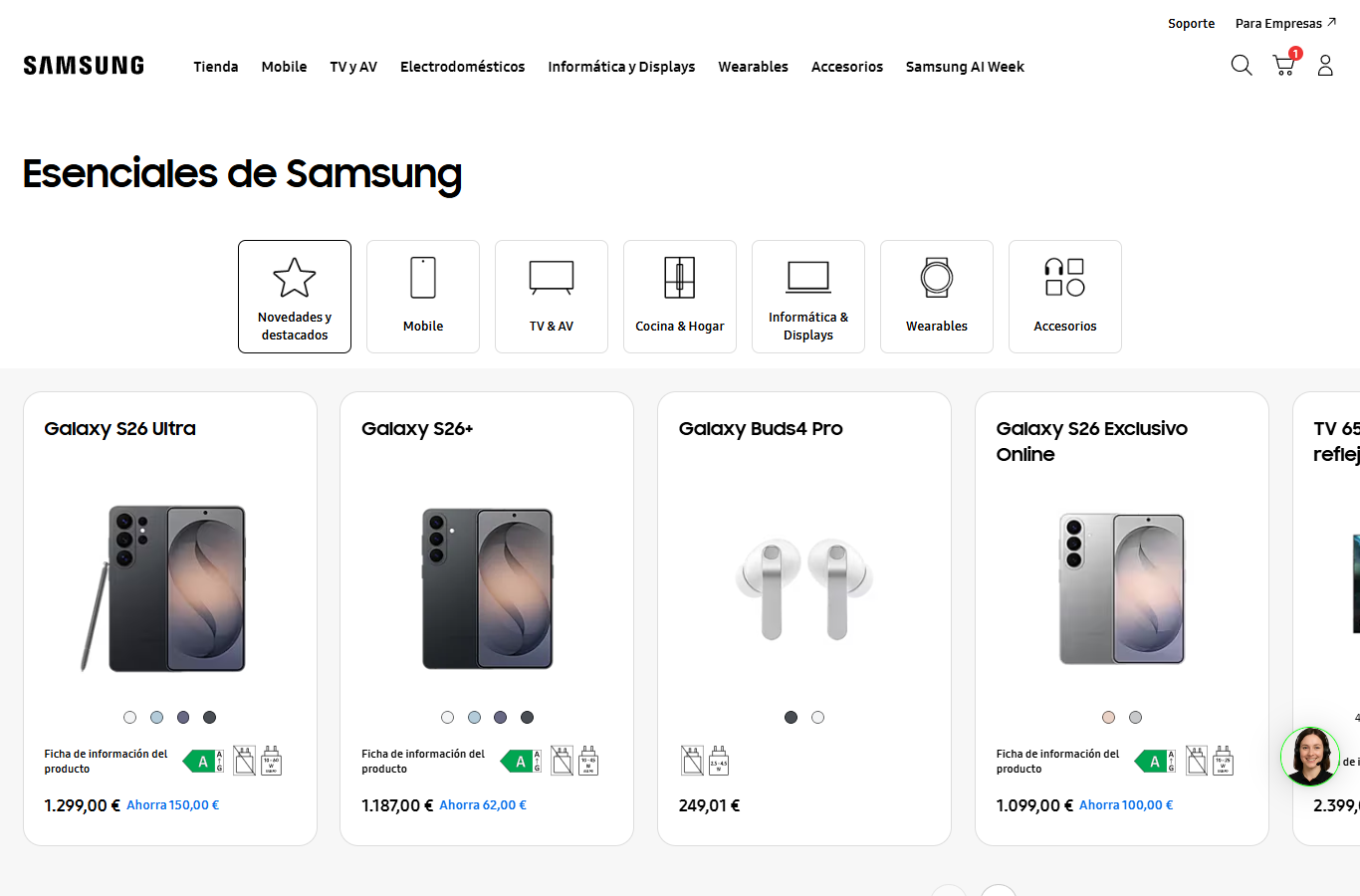 Página de ofertas de Samsung España
