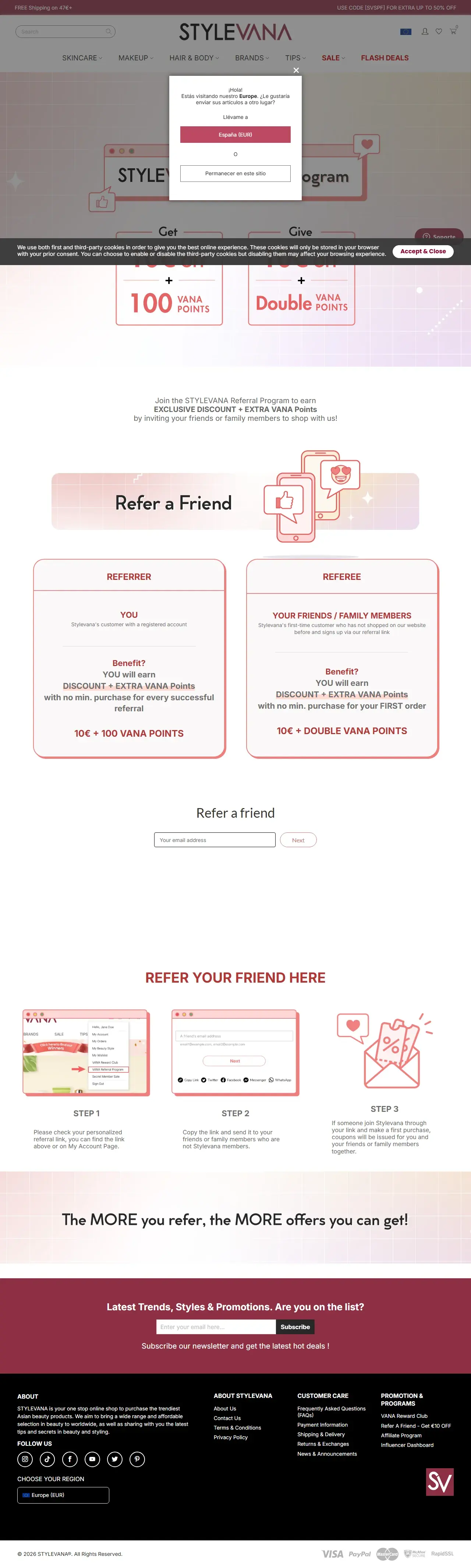 Referral Program von Stylevana EU mit 10 Euro und VANA Points