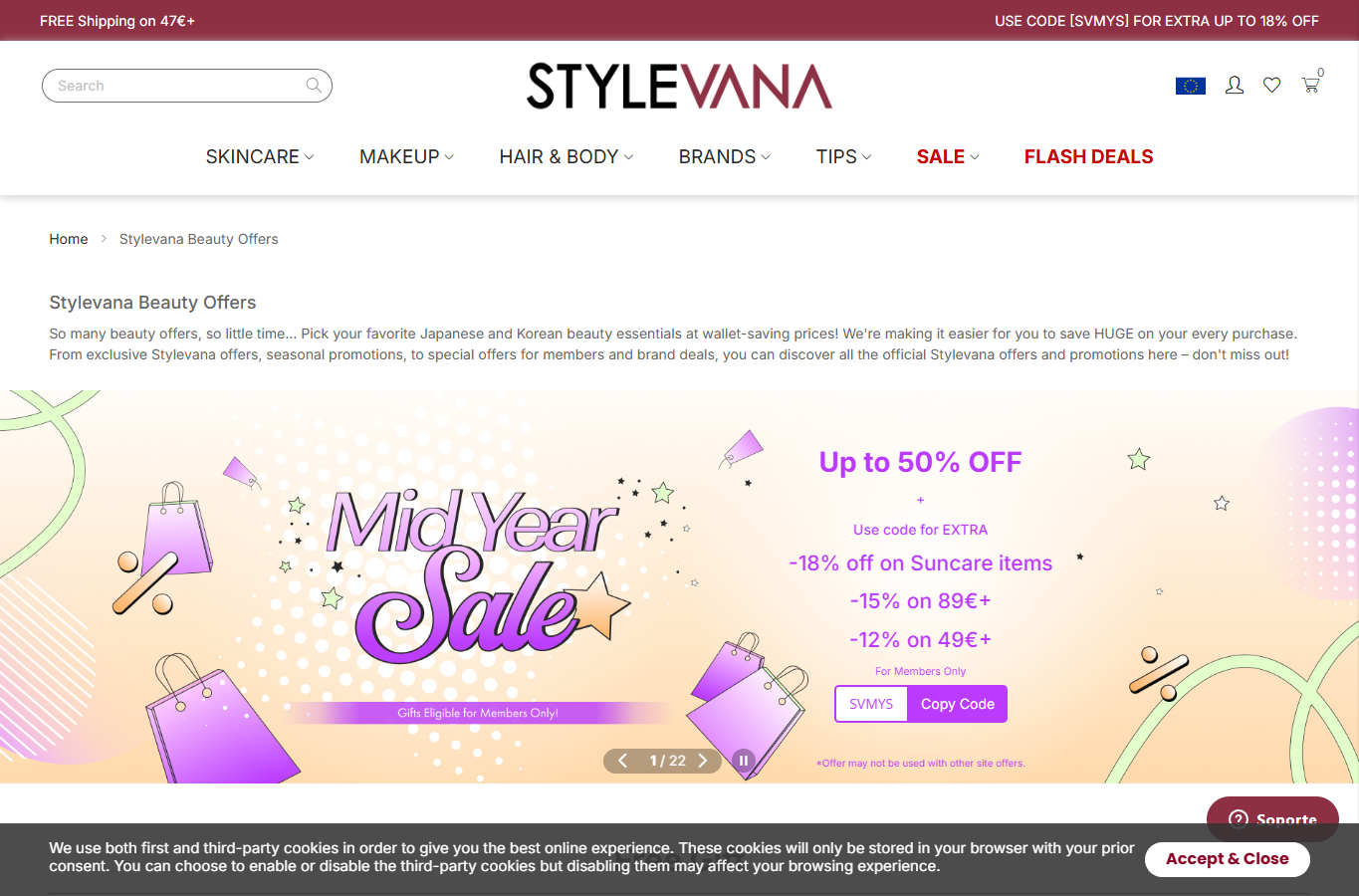 Page promotions officielle de Stylevana Europe