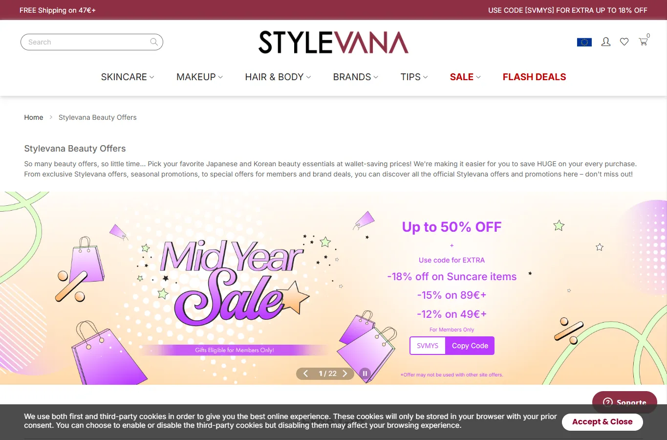 Page promotions officielle de Stylevana Europe